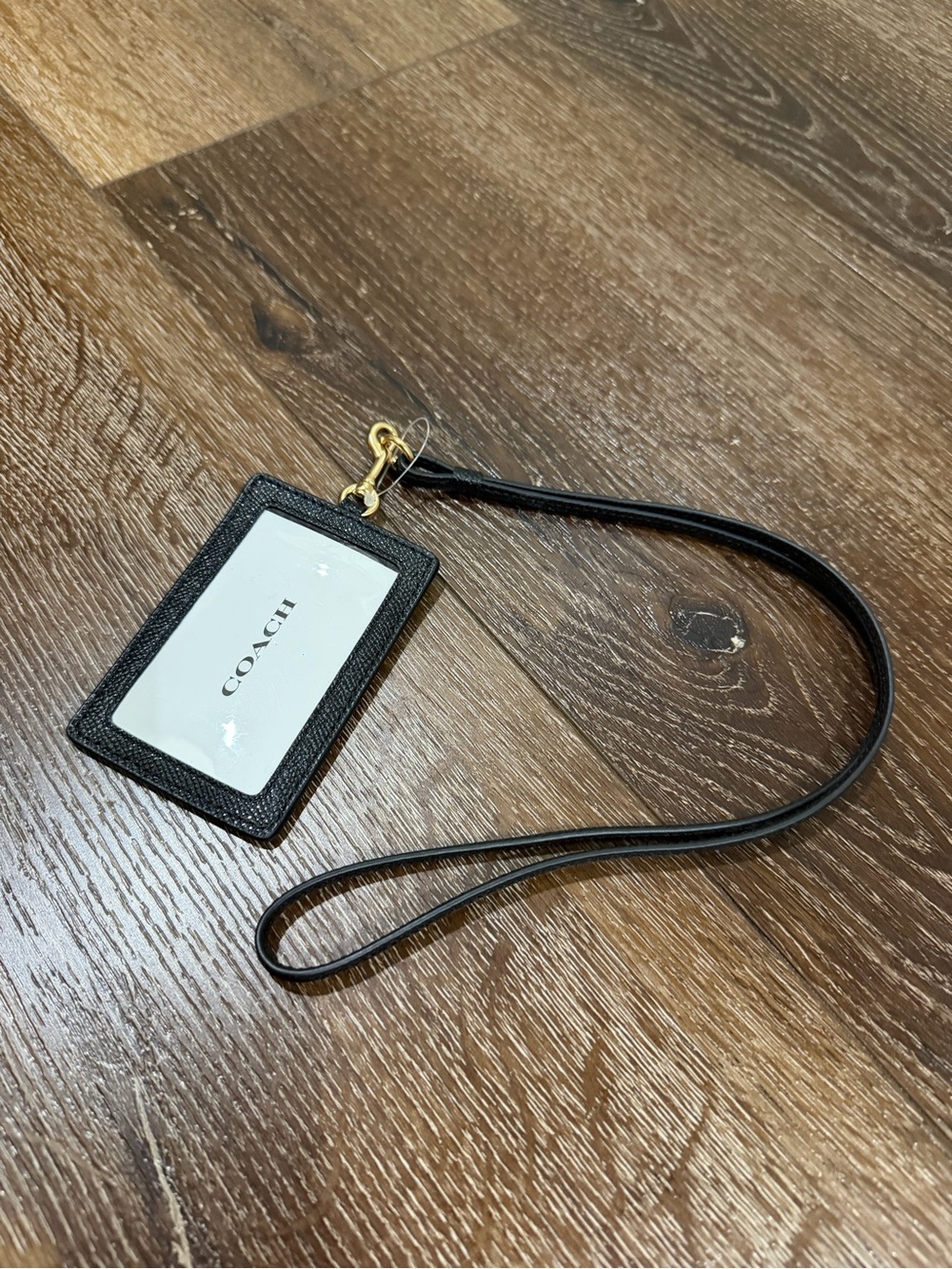 NWT Coach Black Leather Cardholder Lanyard with Gold Hardware - Picture 2 of 5